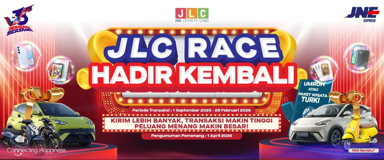 JNE JLC Race 2025: Hadiah Mobil Listrik dan Promo Hari Pelanggan Nasional JNE JLC Race 2025: Hadiah Mobil Listrik dan Promo Hari Pelanggan Nasional