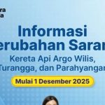 PT KAI Umumkan Informasi Perubahan Sarana Kereta Api Argo Wilis, Turangga, dan Parahyangan Mulai 1 Desember 2025