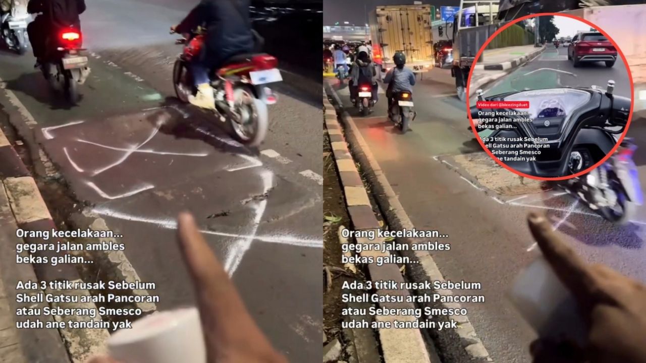 Sudah Ada Korban, Pria Ini Tandai Lokasi Jalan Ambles di Tiga Titik Jakarta Sudah Ada Korban, Pria Ini Tandai Lokasi Jalan Ambles di Tiga Titik Jakarta