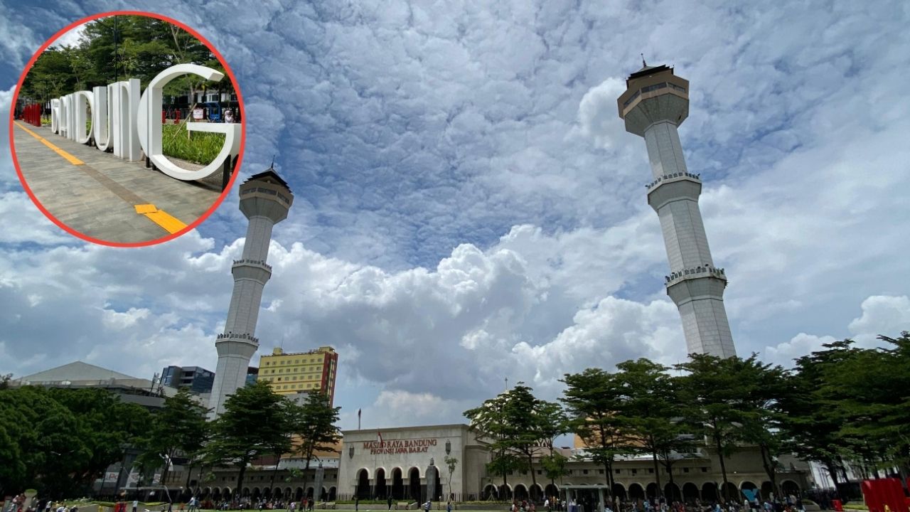 Alun-Alun Bandung Telah Dibuka Kembali, Namun Jalur Taktil Terlihat Masih Mengelupas