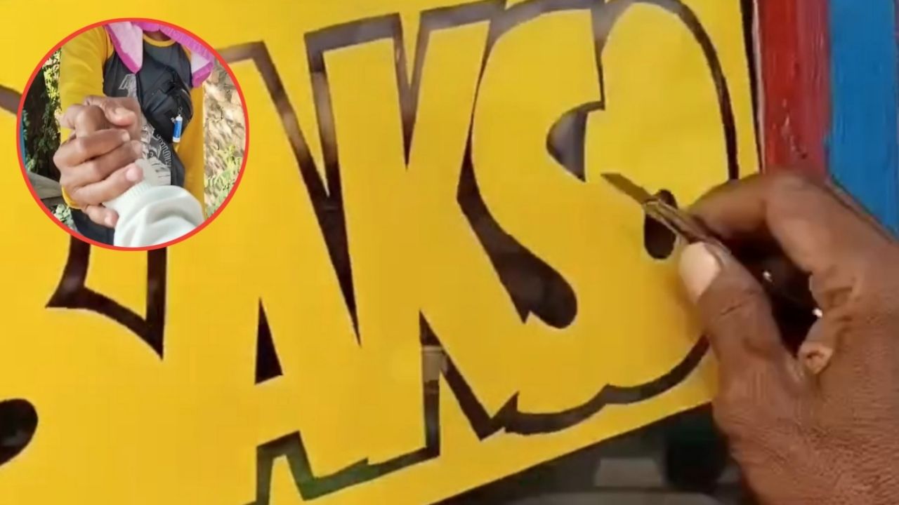 Bapak Ini Ujuk Skillnya Cutting Sticker Hanya Satu Kali Coba dan Hasilnya Bikin Kagum