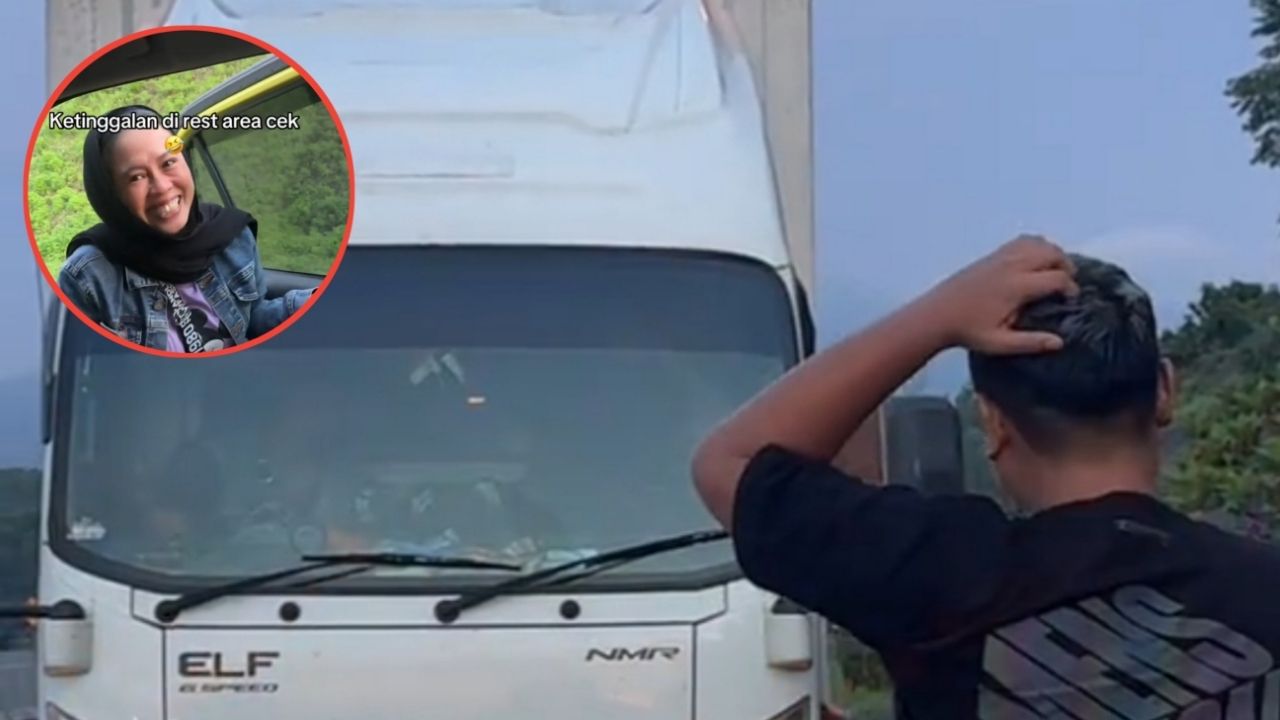 Ketinggalan Rombongan Keluarga di Rest Area, Untung Cewek Ini Ditolong Supir Truk Baik Hati