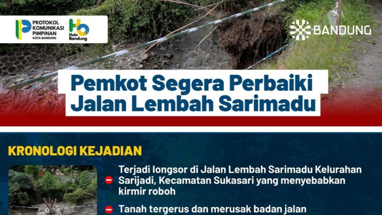 Pemkot Bandung Segera Perbaiki Jalan Lembah Sarimadu Pasca Longsor Pemkot Bandung Segera Perbaiki Jalan Lembah Sarimadu Pasca Longsor