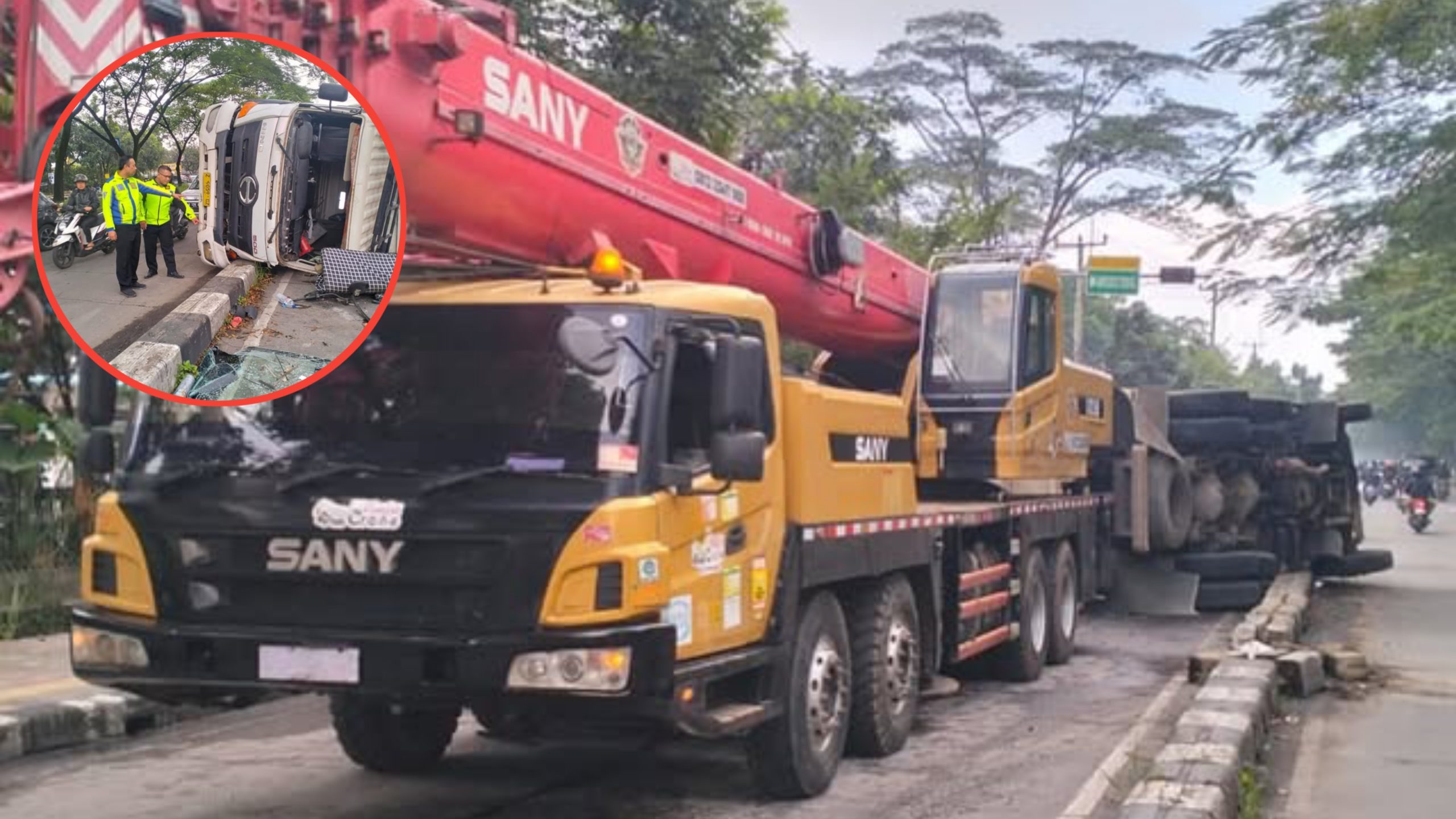 Kecelakaan Lalu Lintas Truk Dump Terguling di Jalan Soekarno-Hatta Kota Bandung, Sopir Diduga Mengantuk