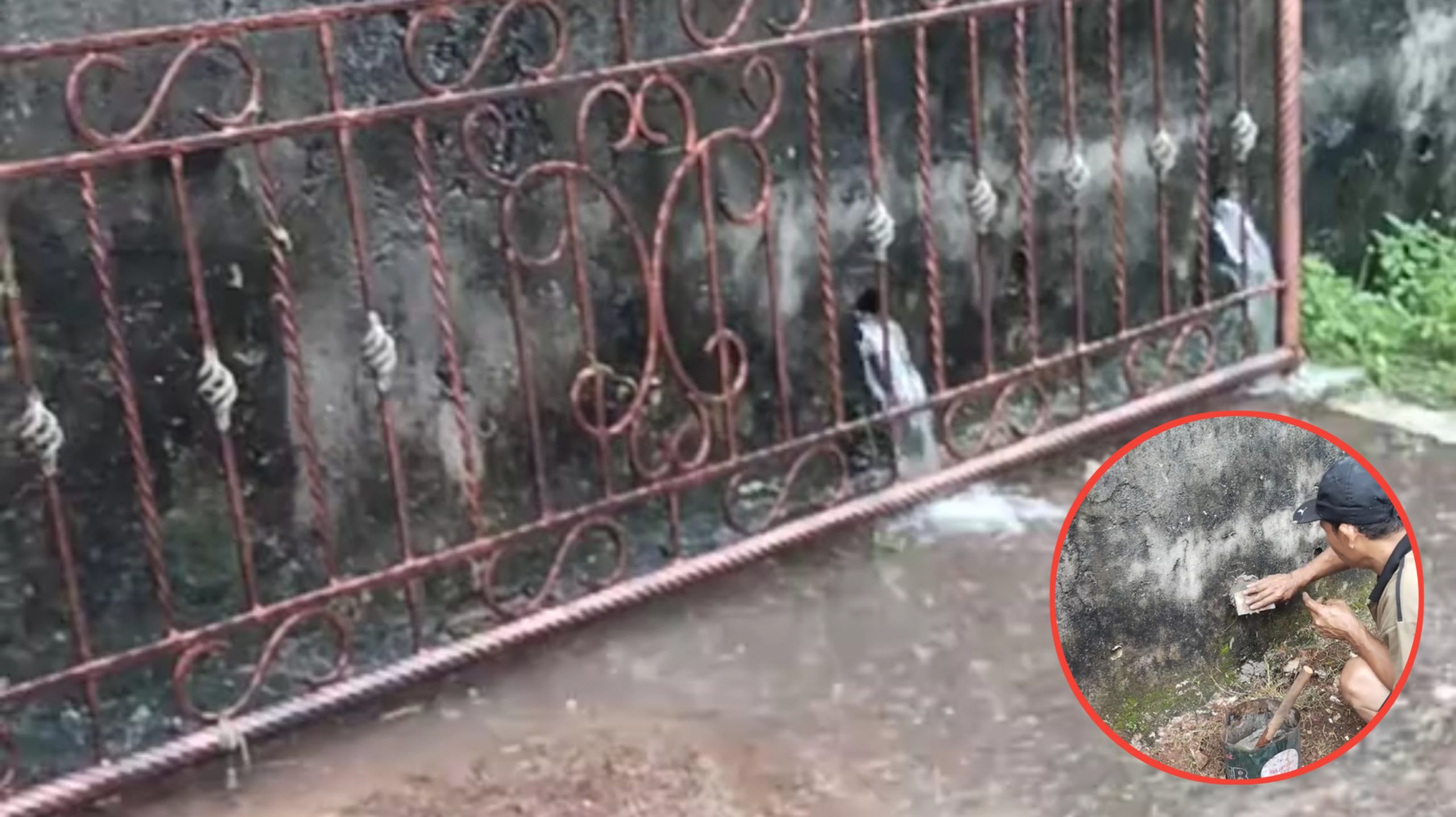Rumah Sebelah Buat Saluran Air Langsung ke Makam Keluarga, Bapak di Bekasi Ini Langsung Cor Dindingnya (TikTok/@sidikpermana.31)