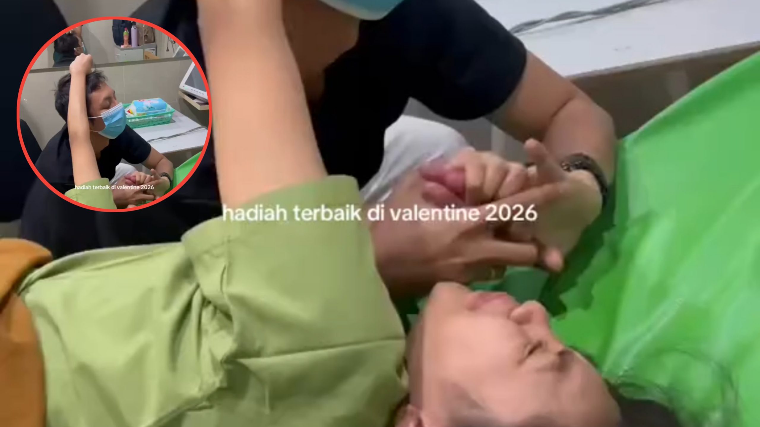 Momen Ketika Istri Jambak Suami Saat Lahiran, Dua-duanya Sama-sama Bertaruh Nyawa (TikTok/@atsyuka)