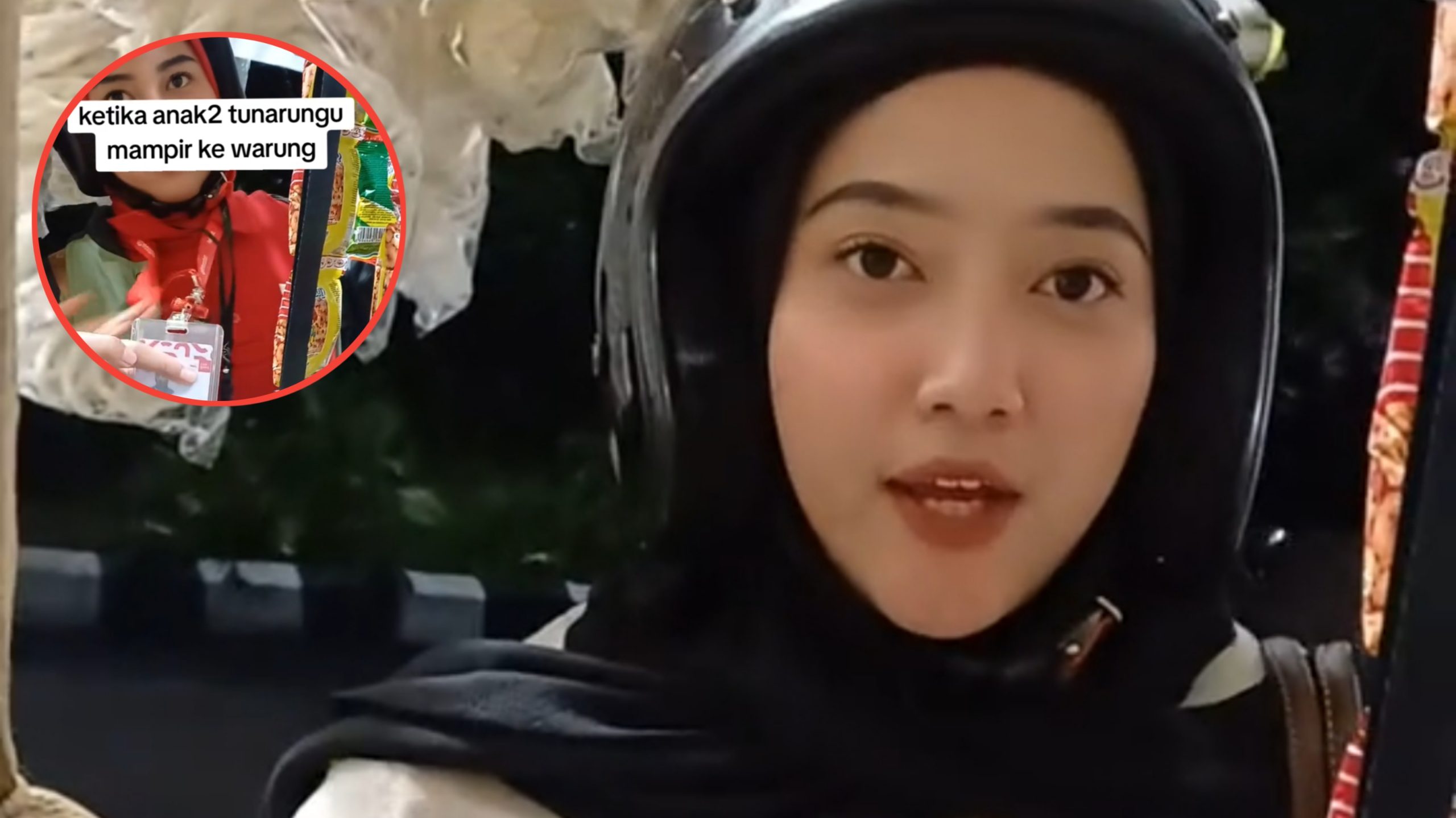 Momen Haru Dua Cewek Tunarungu Ini Semangat Cerita Baru Pulang Kerja di Bandung ke Pemilik Warung (TikTok/@han.shop25)
