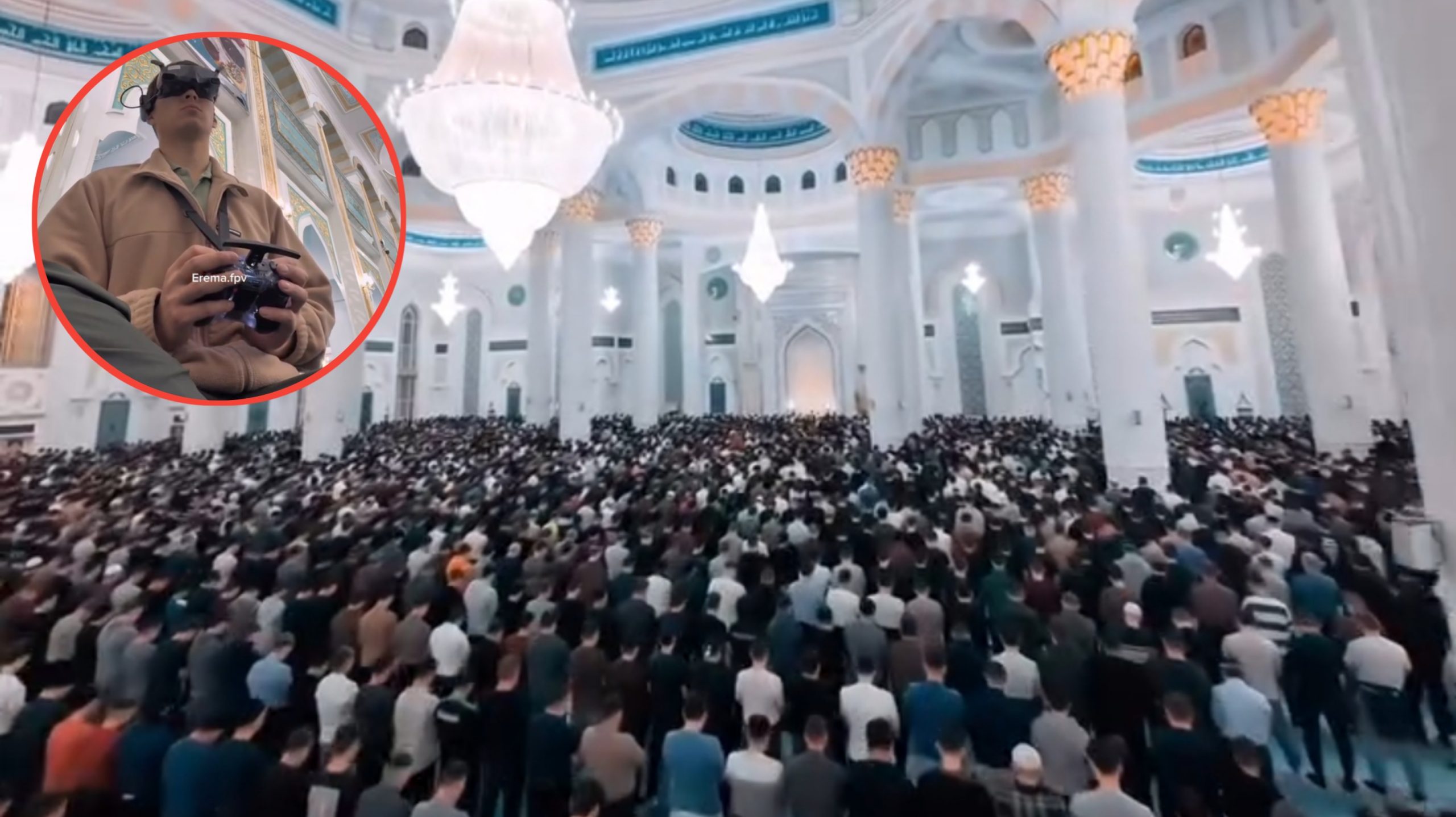 Cowok Operator Drone Ini Bagikan Pemandangan Betapa Penuhnya Masjid di Kazakhstan saat Salat Tarawih (Instagram/@erema.fpv)