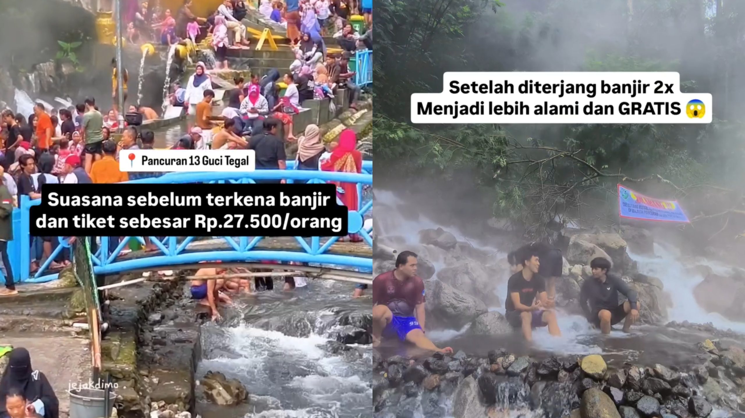 Pria Ini Bagikan Keadaan Wisata Guci di Tegal Pascabanjir, Jadi Lebih Alami dan Gratis (Instagram/@jejak_dimo)