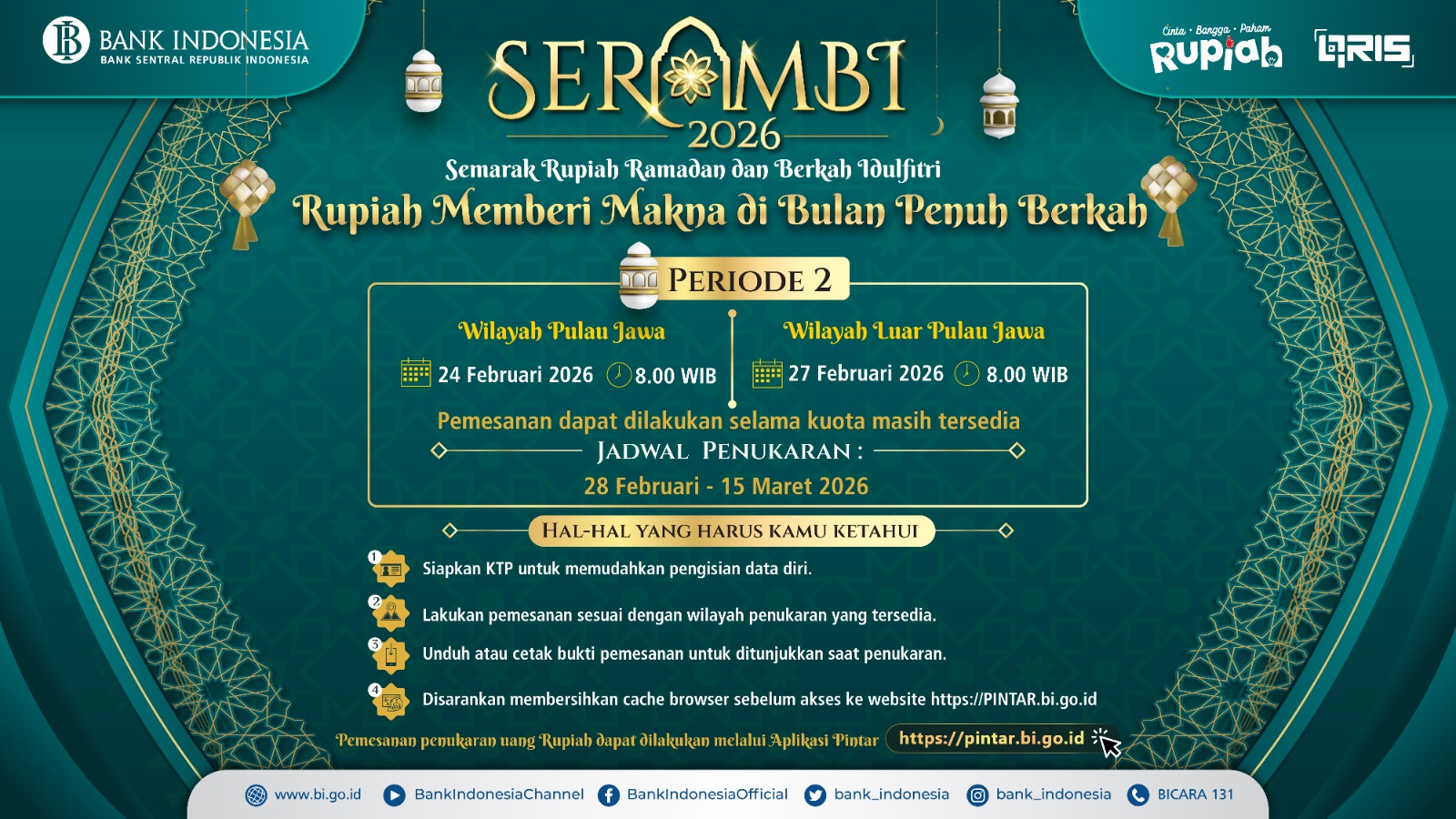 Layanan Penukaran Uang untuk Lebaran 2026 Dibuka Hari Ini, Berikut Cara Penukaran Wilayah Bandung di Aplikasi PINTAR Layanan Penukaran Uang untuk Lebaran 2026 Dibuka Hari Ini, Berikut Cara Penukaran Wilayah Bandung di Aplikasi PINTAR
