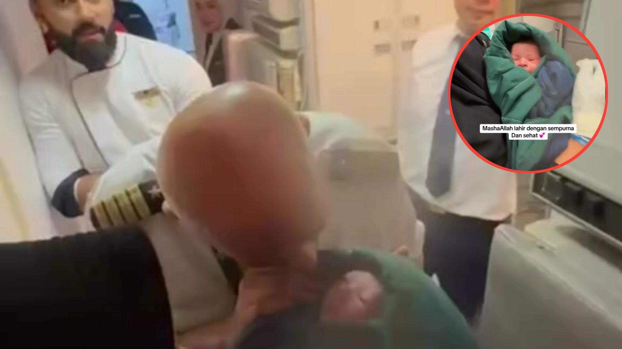 Momen Ketika Bayi Lahir di Pesawat Arab Saudi, Langsung Diadzani oleh Sang Pilot (TikTok/@itsreraa)