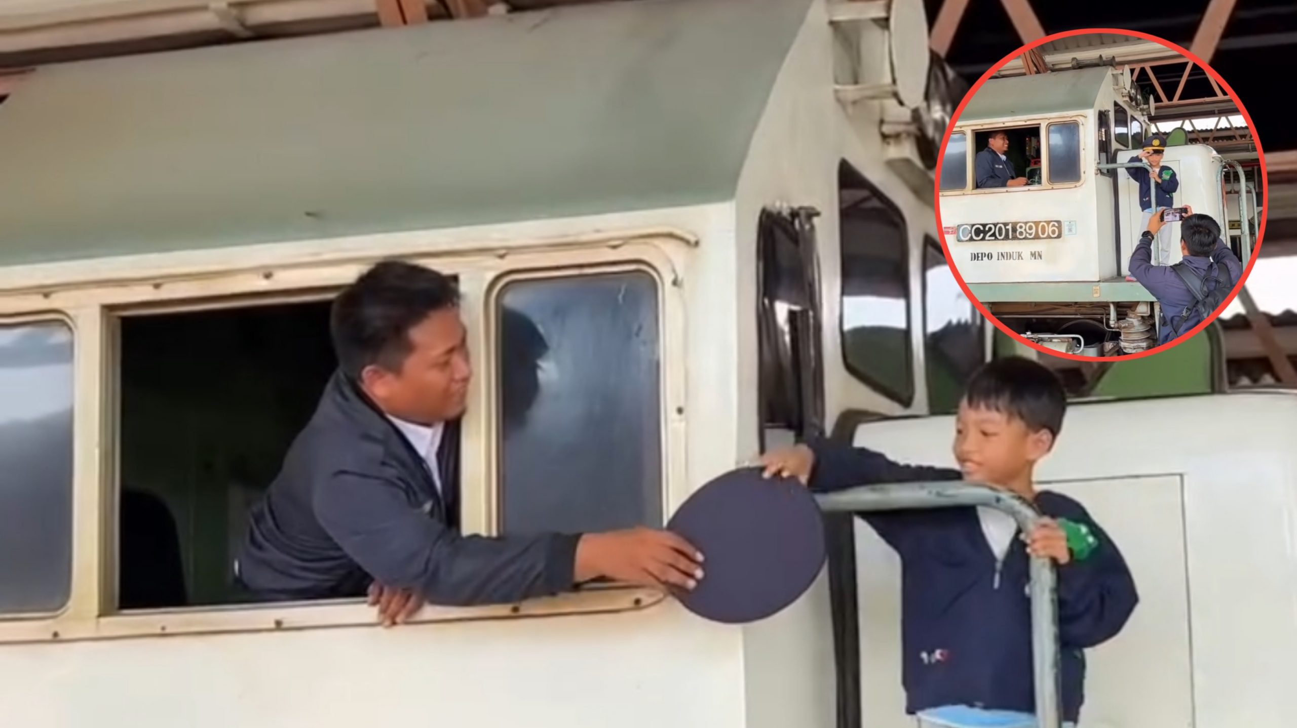 Momen Manis Anak Kecil Ini Mau Foto Depan Kereta Api, Langsung Dipinjamkan Topi oleh Masinisnya (Instagram/@fuadihassan)