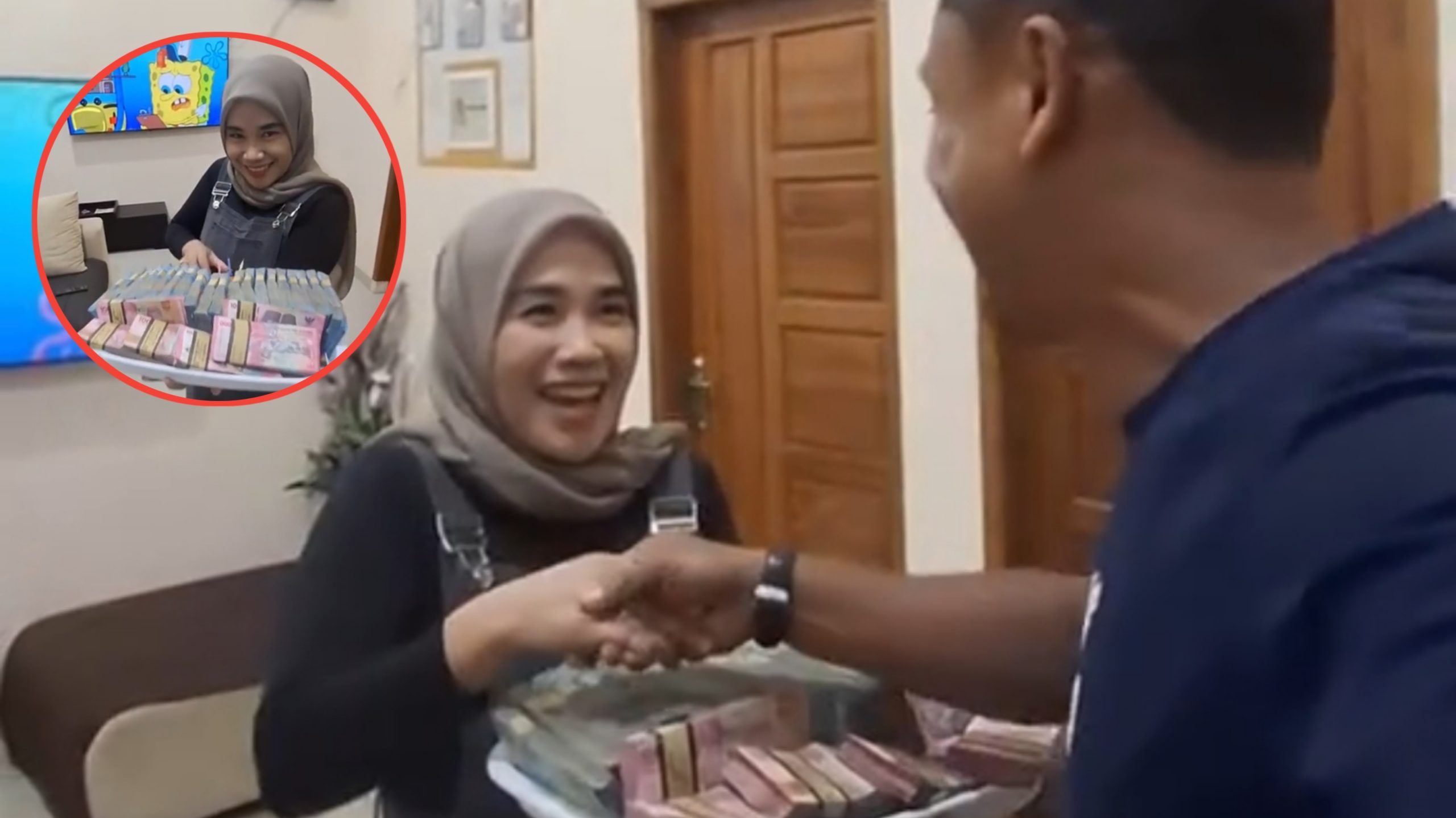 Momen Manis Suami Ini Berikan Kejutan Kue Ulang Tahun Sang Istri Berupa Uang Segepok, Bikin Warganet Iri (TikTok/@irfan.saeful.rochm4)