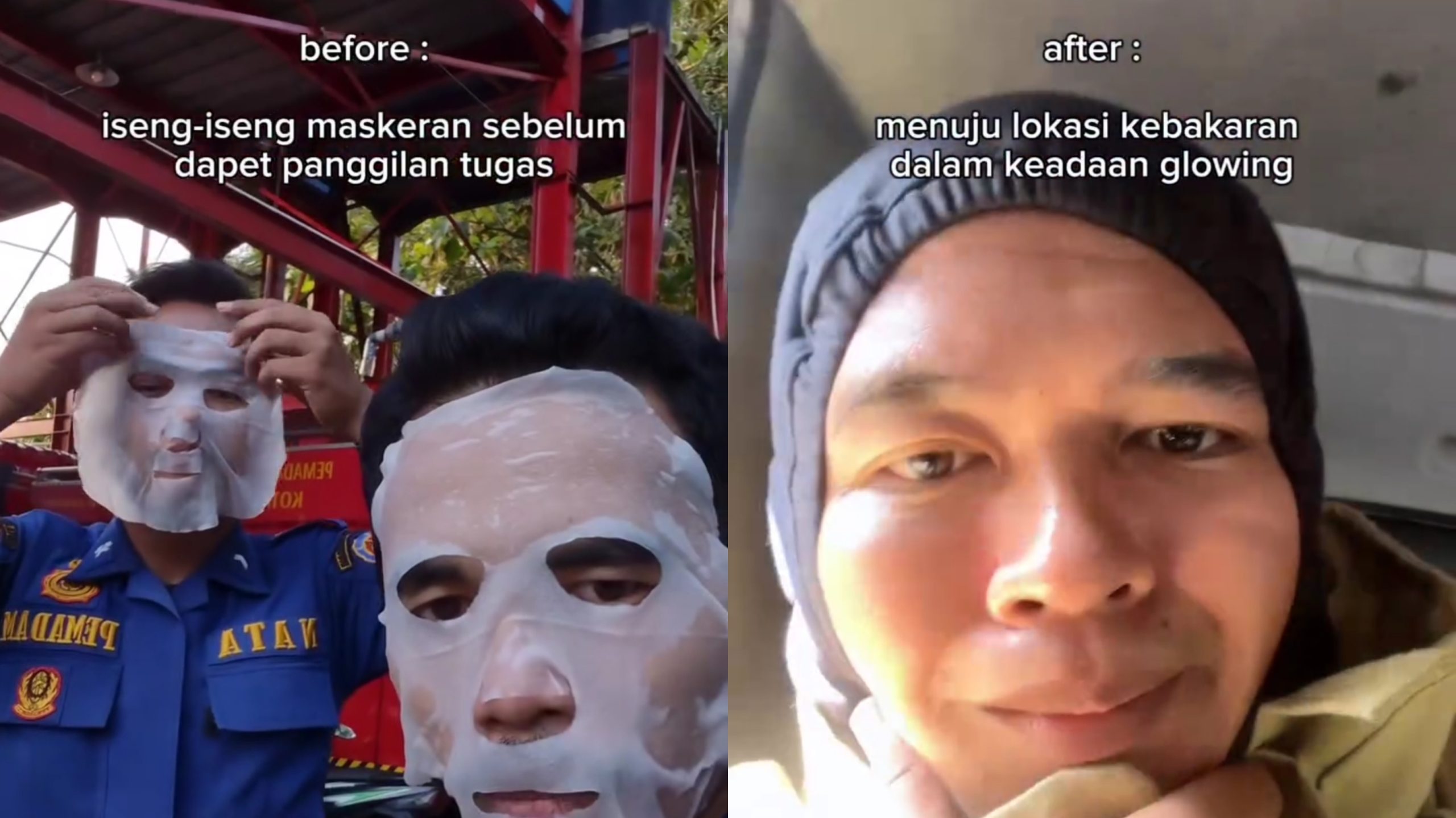 Momen Ketika Petugas Damkar Maskeran Terlebih Dahulu Sebelum Bertugas Jadi Sorotan Warganet (Instagram/@catatanpemadam)