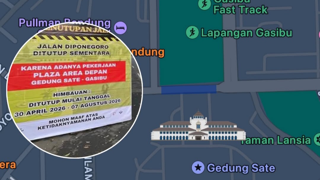 Imbas Proyek Penggabungan Gedung Sate dan Gasibu, Jalan Diponegoro Ditutup Sementara selama Tiga Bulan