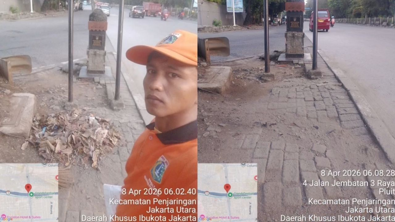 Bagikan Potret Sebelum dan Sesudah Bersihkan Sampah, Petugas Kebersihan di Jakarta ini Tuai Pujian Warganet Bagikan Potret Sebelum dan Sesudah Bersihkan Sampah, Petugas Kebersihan di Jakarta ini Tuai Pujian Warganet