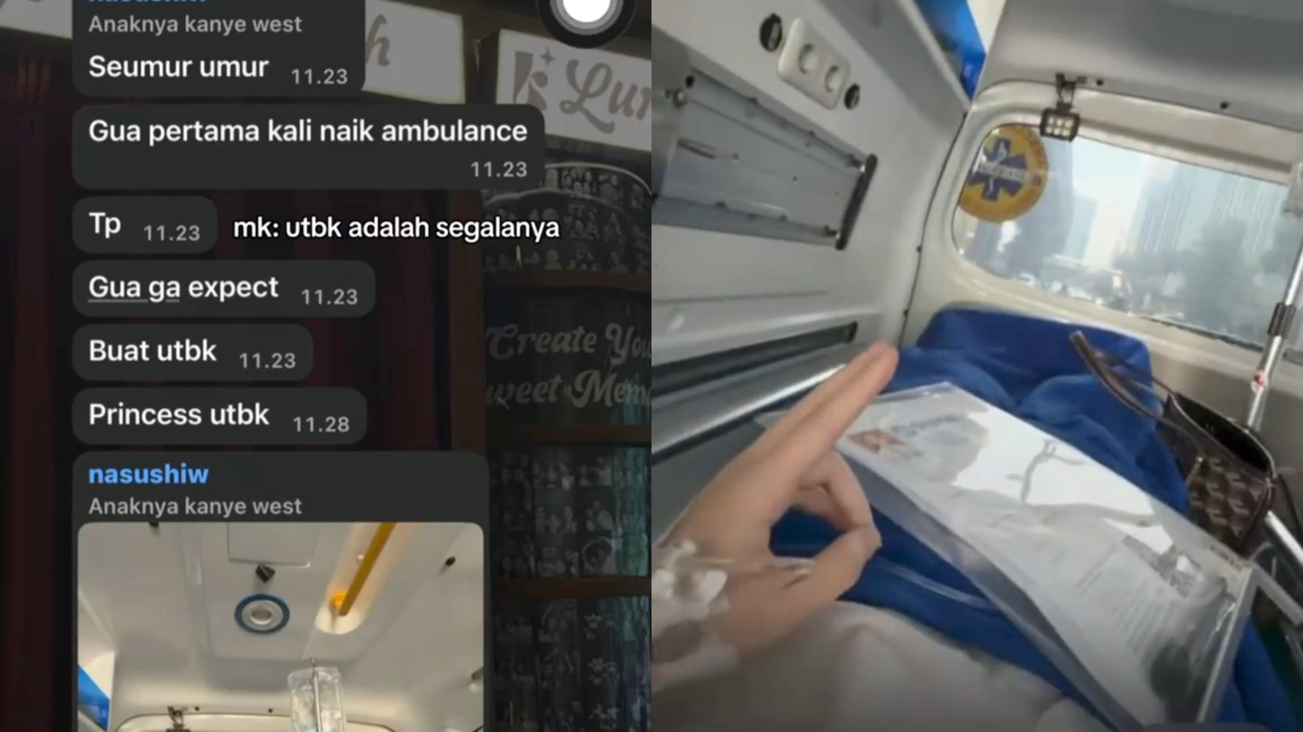 Meski Diinfus, Cewek ini Tetap Berangkat UTBK ke Kampus Naik Ambulance (TikTok/@toppingsebalaak)
