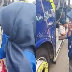 Sebelum Lakukan Perjalanan, Para Ibu-ibu ini Cium Ban yang Katanya agar Tidak Mabuk