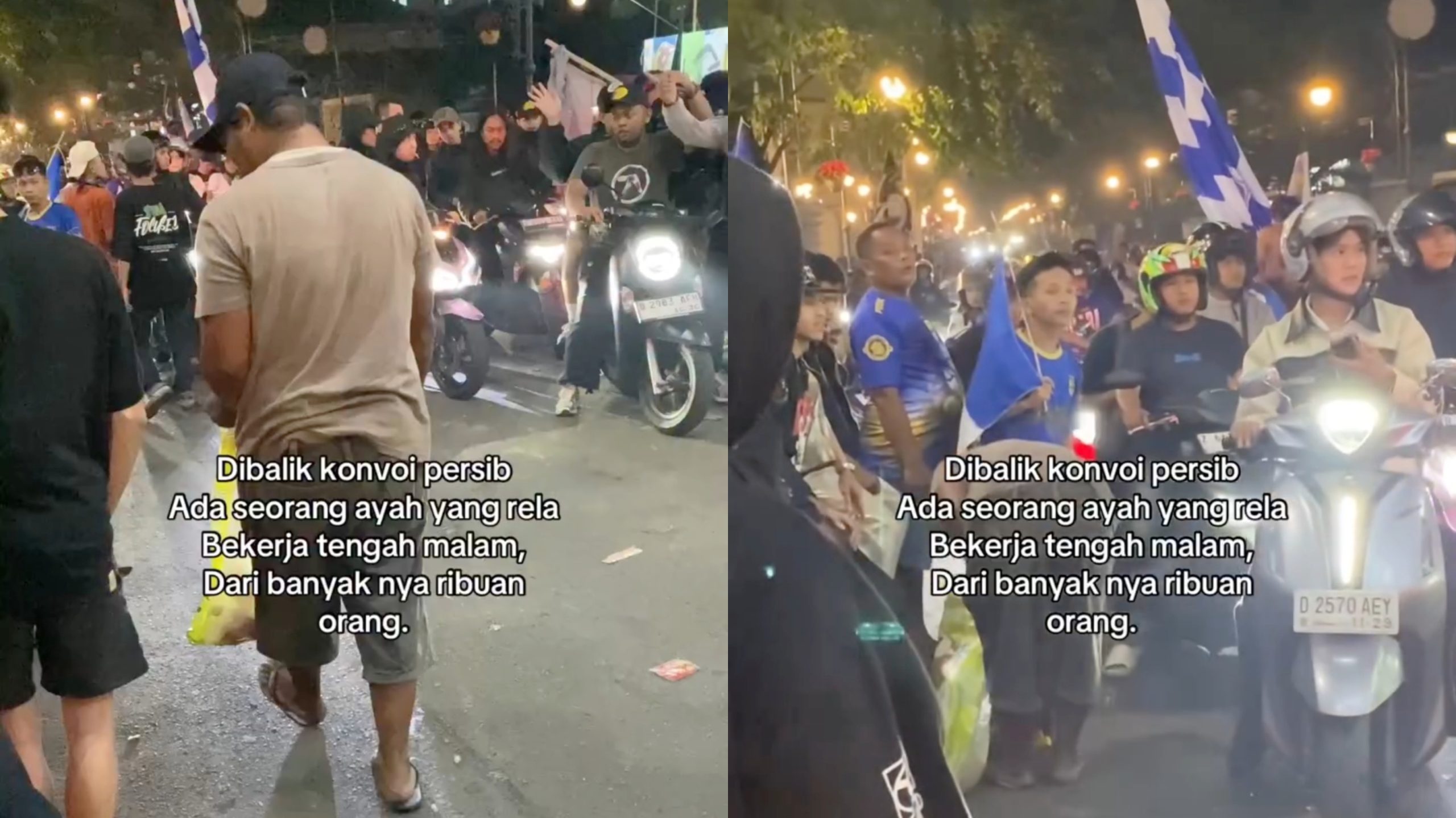 Momen Ketika Ayah Ini Rela Bekerja di Balik Meriahnya Konvoi Persib Bandung Saat Tengah Malam (Instagram/@rendicuyyah)