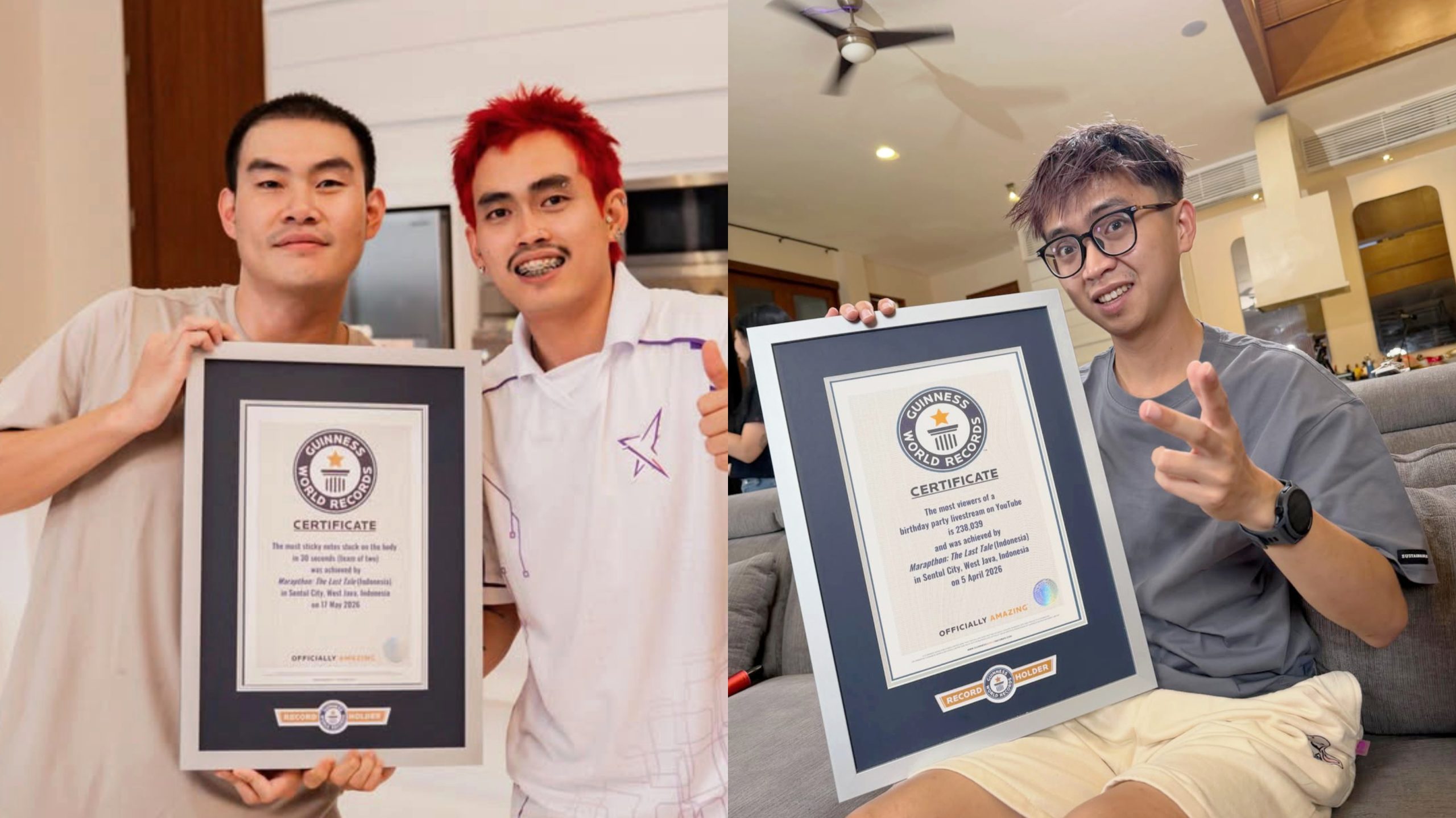 Aloy, Garry, dan Tierison Pecahkan 2 Guinness World Records di Live Streaming Marapthon