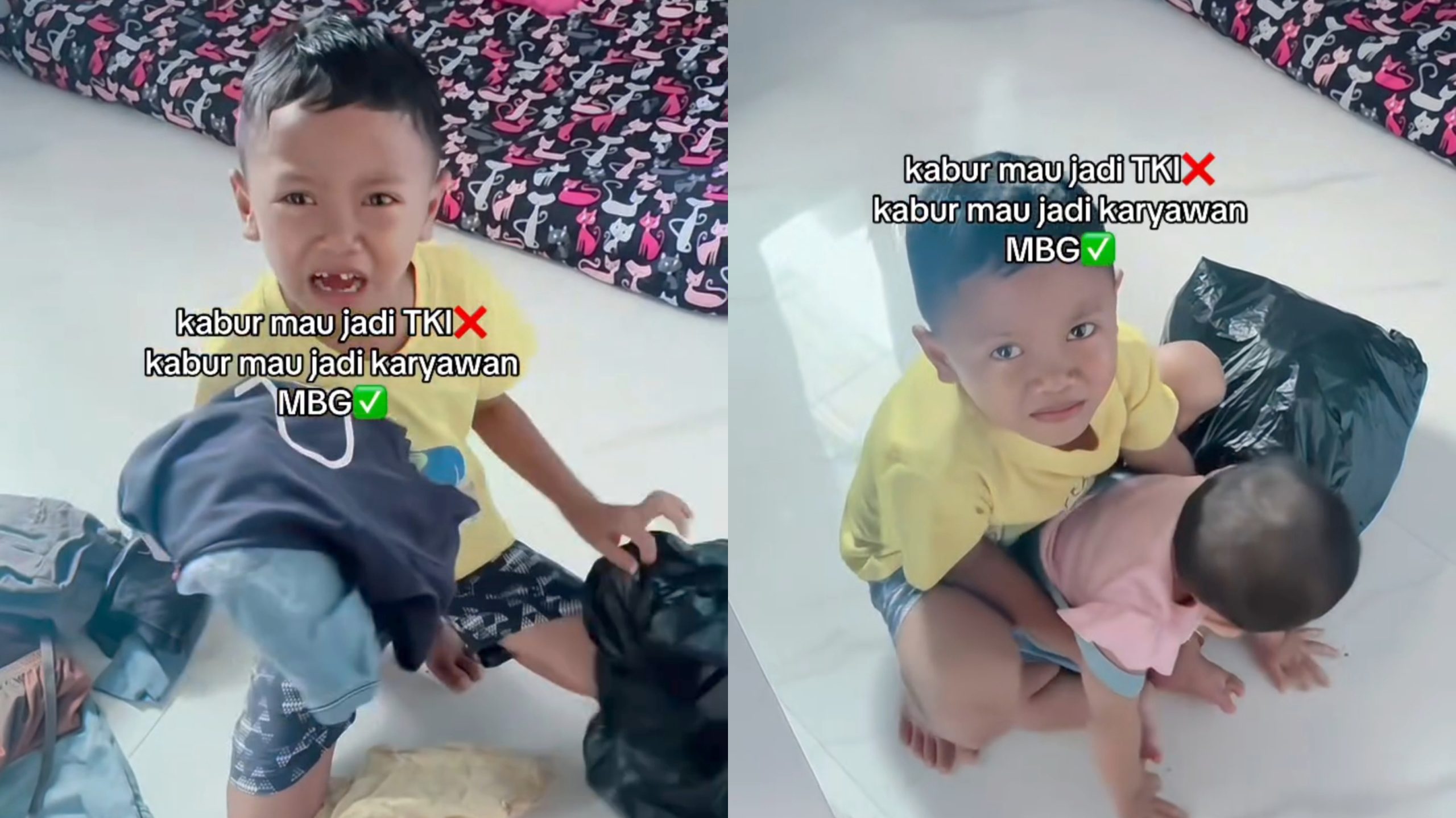 Momen Lucu Anak Kecil Ini Mau Kabur dan Jadi Karyawan MBG karena Sering Dimarahi Mamanya (Instagram/@malakustikad)