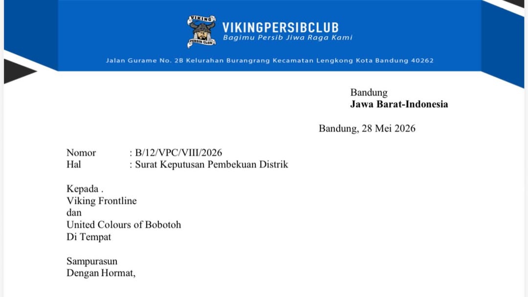 Viking Frontline Terima Keputusan Viking Persib Club Terkait Pembekuan Distrik Viking Frontline Terima Keputusan Viking Persib Club Terkait Pembekuan Distrik