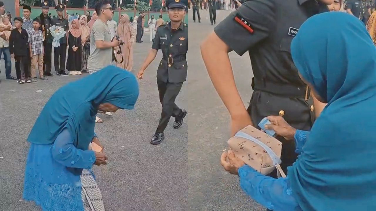 Momen Haru Nenek Ini Tetap Beri Uang untuk Cucunya yang Lulus Jadi Tentara Momen Haru Nenek Ini Tetap Beri Uang untuk Cucunya yang Lulus Jadi Tentara
