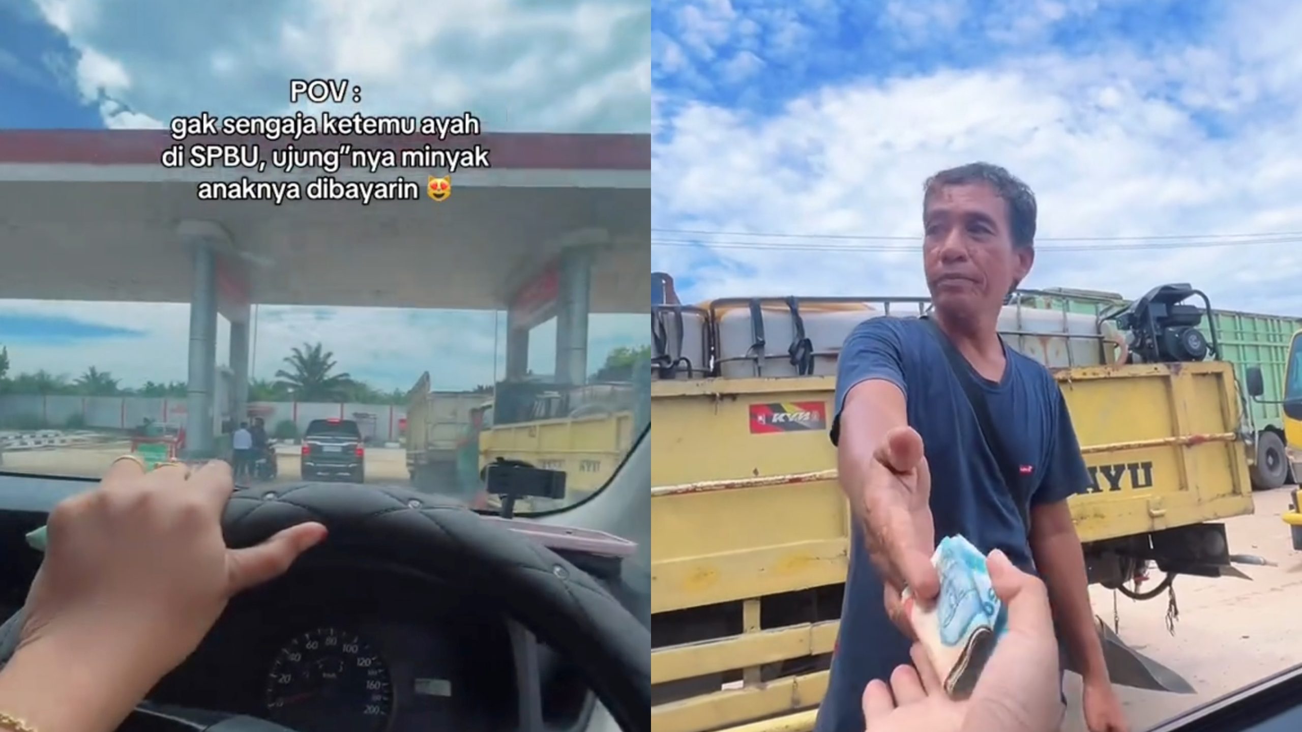 Momen Ketika Perempuan Ini secara Tidak Sengaja Bertemu Ayahnya di SPBU (TikTok/@cikgustrong98)