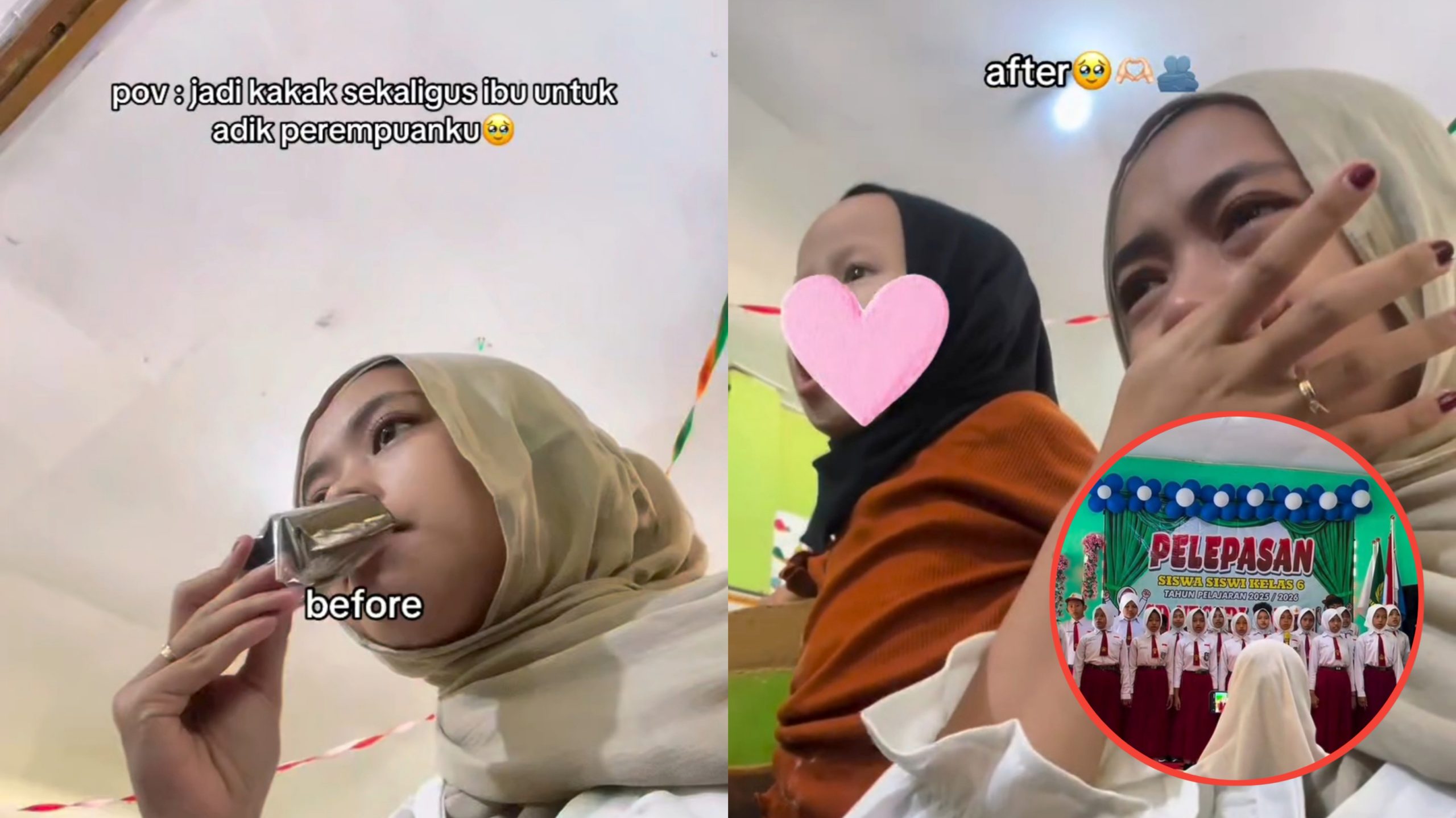 Momen Haru Kakak Perempuan Ini Hadiri Wisuda SD Adiknya, Sekaligus Jadi Pengganti Ibu (Instagram/@vitriina_)