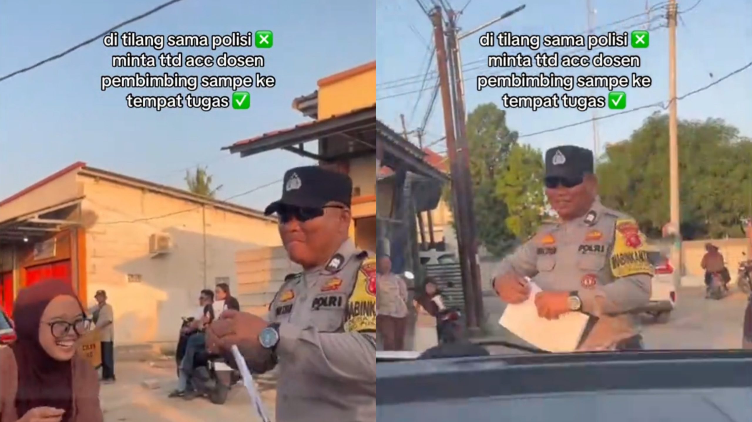 Mahasiswi Ini Minta Tanda Tangan Dospem yang Ternyata Seorang Polisi (TikTok/@shinndy13)