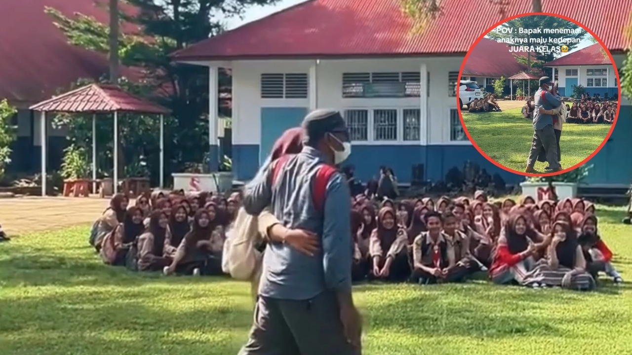Momen Haru Ayah Ini Temani Anaknya Maju ke Depan Saat Jadi Juara Kelas Momen Haru Ayah Ini Temani Anaknya Maju ke Depan Saat Jadi Juara Kelas