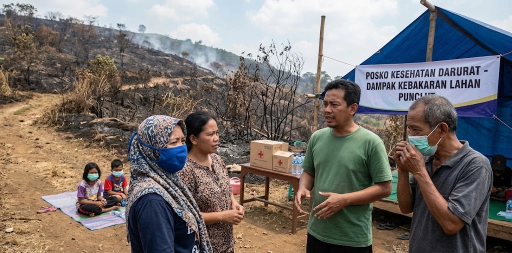 Kebakaran Lahan Punclut Bandung Berdampak pada 19 Warga, Mayoritas Alami ISPA