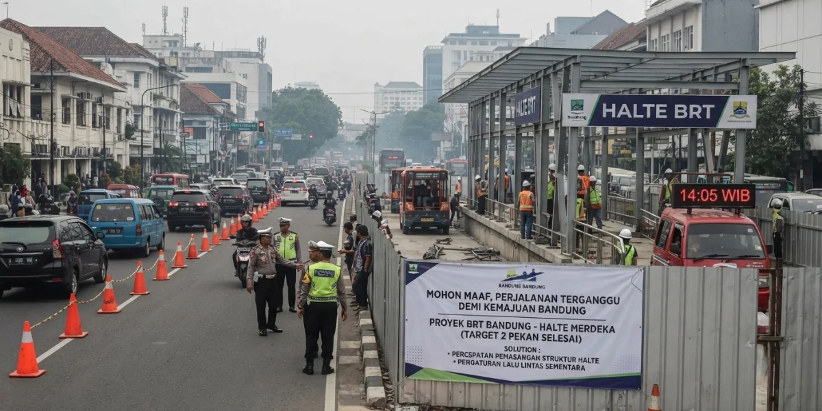 BRT Bandung Ganggu Lalu Lintas, 2 Pekan Jadi Target Strategis Penyelesaian Halte BRT Bandung Ganggu Lalu Lintas, 2 Pekan Jadi Target Strategis Penyelesaian Halte