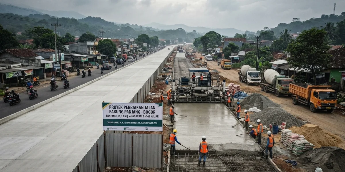 Perbaikan Jalan Parung Panjang Capai 15,1 Kilometer, Anggaran Tembus Rp142 Miliar Perbaikan Jalan Parung Panjang Capai 15,1 Kilometer, Anggaran Tembus Rp142 Miliar