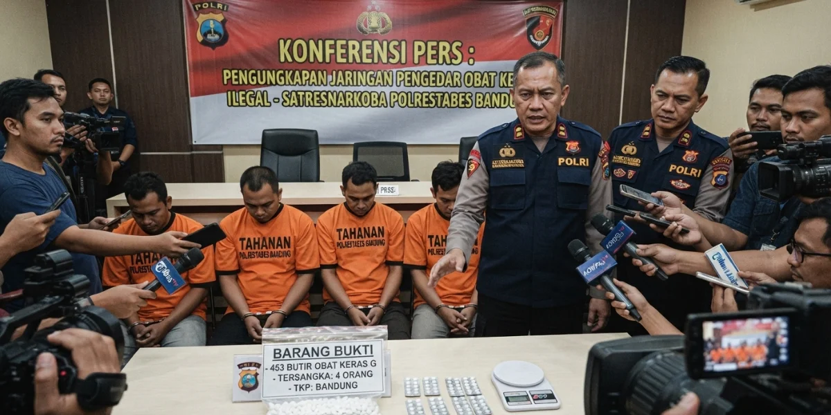 Polrestabes Bandung Ungkap Jaringan Obat Keras, 453 Butir Diamankan dari 4 Orang Polrestabes Bandung Ungkap Jaringan Obat Keras, 453 Butir Diamankan dari 4 Orang