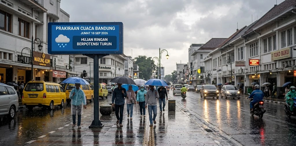 Prakiraan Cuaca Bandung Jumat 18 September 2026, Hujan Ringan Berpotensi Turun Prakiraan Cuaca Bandung Jumat 18 September 2026, Hujan Ringan Berpotensi Turun