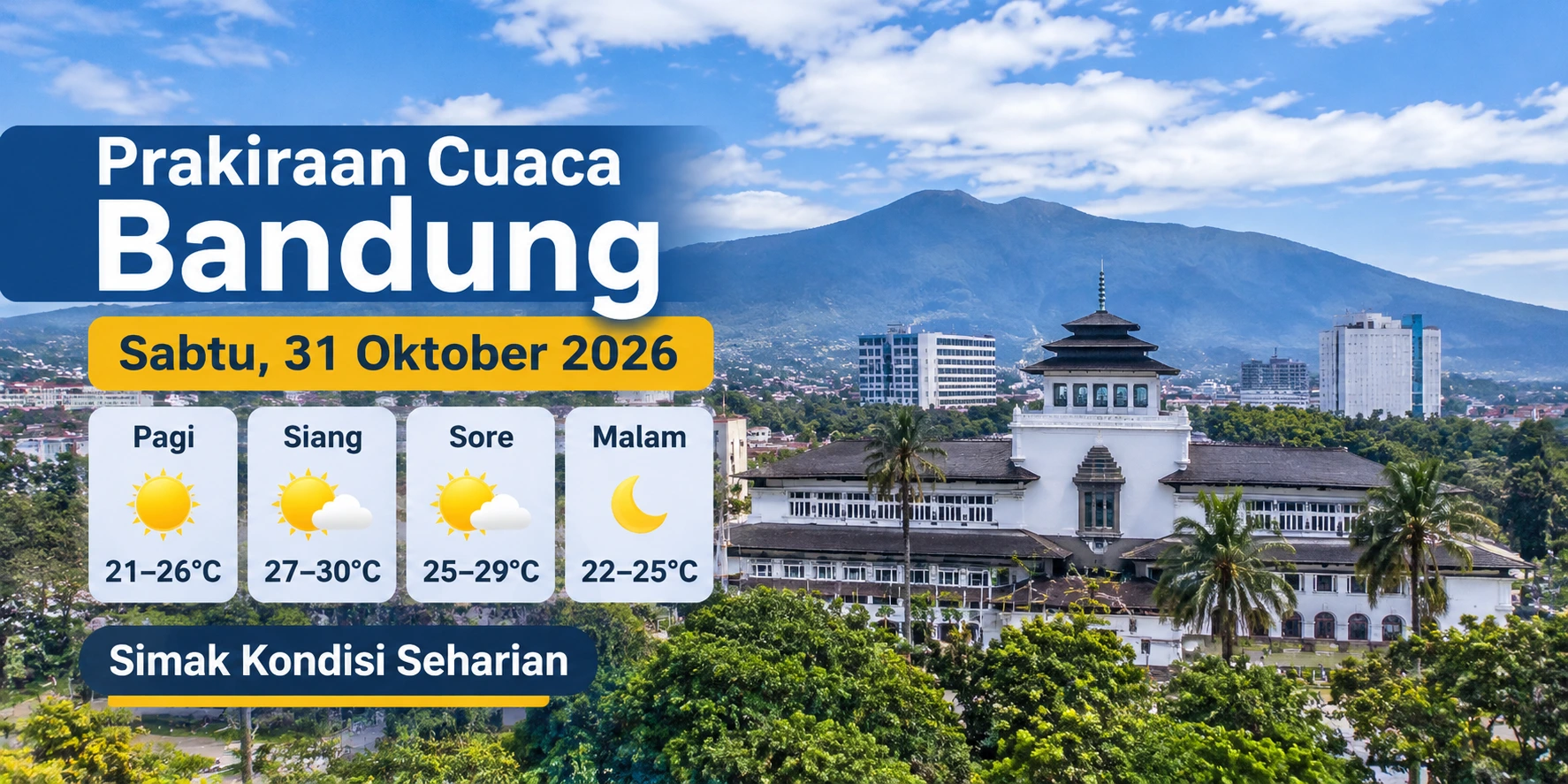 Prakiraan Cuaca Bandung Sabtu, 31 Oktober 2026, Simak Kondisi Seharian