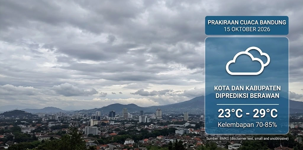 Prakiraan Cuaca Bandung 15 Oktober 2026, Kota dan Kabupaten Diprediksi Berawan